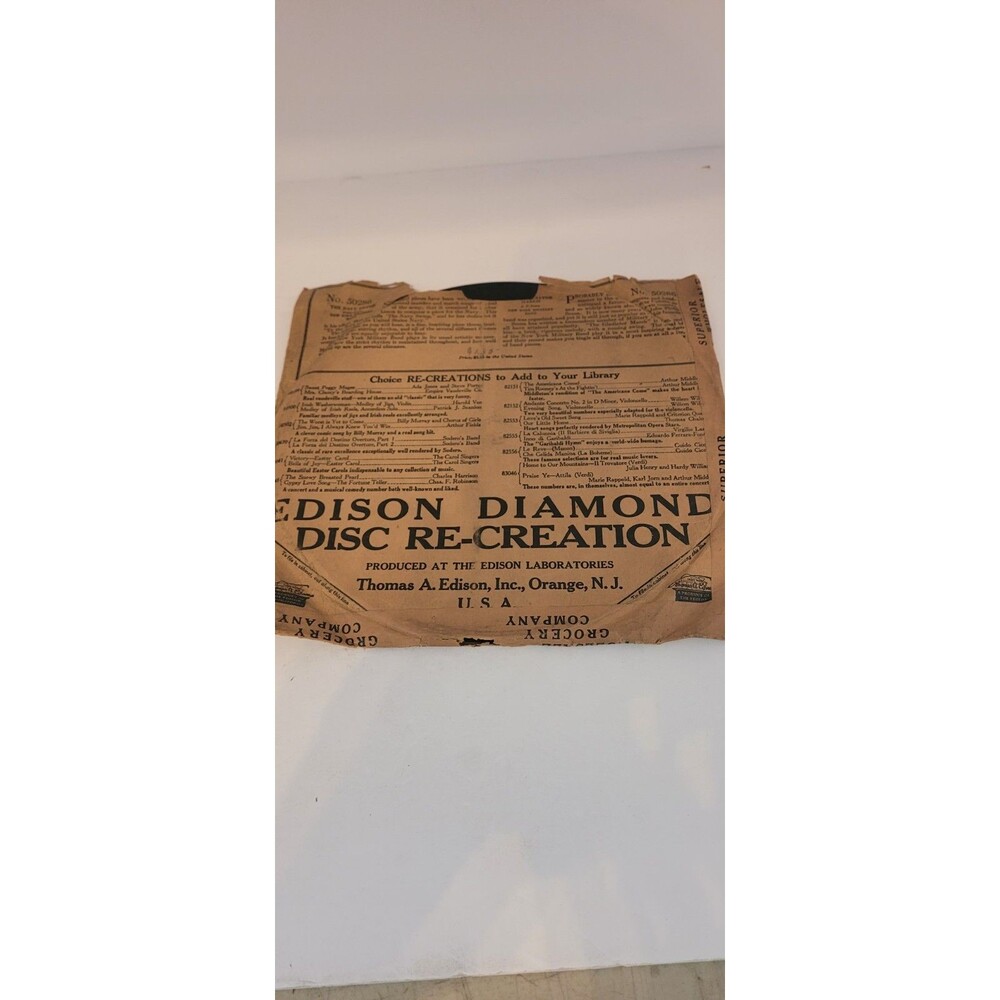 Edison Diamond Disc Record 50467 When Johnny Marches Away / Somewhere in Fran...